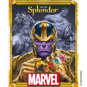 splendor marvel board game for adults and family | super heroes strategy game | ages 10+ | 2 to 4 players | average playtime 30 minutes | made by space cowboys