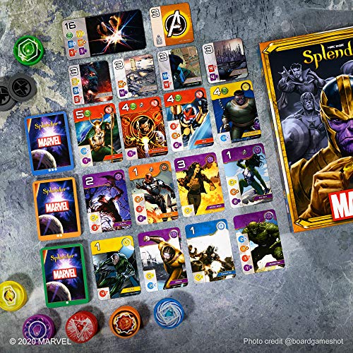 Splendor Marvel Board Game for Adults and Family | Super Heroes Strategy Game | Ages 10+ | 2 to 4 players | Average Playtime 30 minutes | Made by Space Cowboys