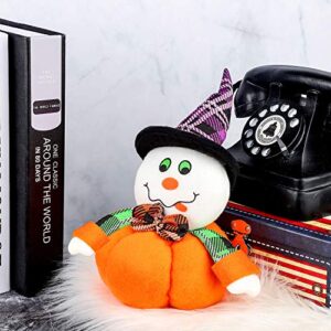 3 Pieces Halloween Plush Toys Set, Pumpkin Stuffed Figurines Witch, Black Cat, Snowman for Halloween Decorations, 9.5 x 4.7 Inch