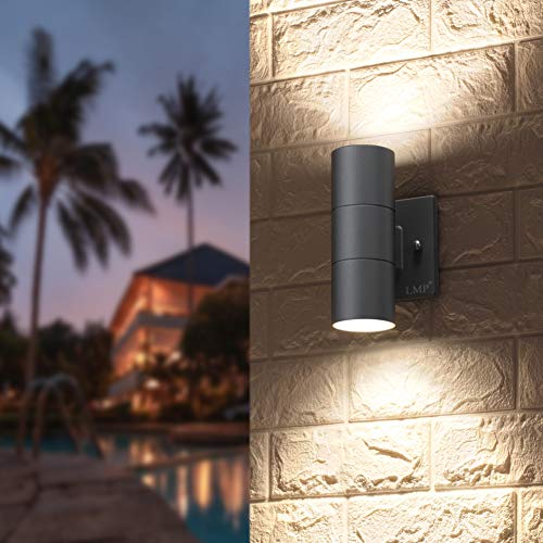 LMP Modern Outdoor Wall Light in 2 Lights Porch Light Patio Light with Black Aluminum Finish for Decoration,Garage 4Pcak Gray