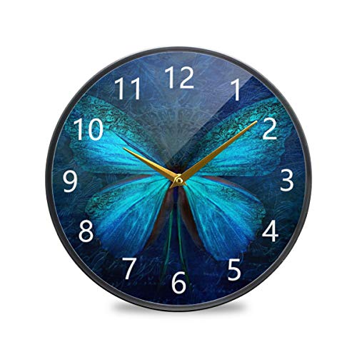 linqin Wall Clock Battery Silent 12 Inch Butterfly Insect Macro WingCreative Arabic Numerals Decorative for Kitchen Living Room