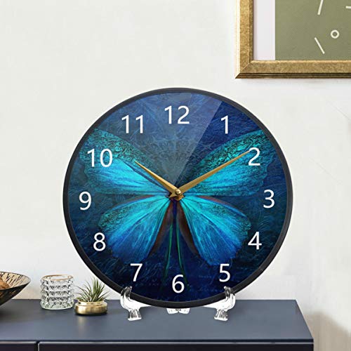 linqin Wall Clock Battery Silent 12 Inch Butterfly Insect Macro WingCreative Arabic Numerals Decorative for Kitchen Living Room