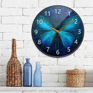 linqin Wall Clock Battery Silent 12 Inch Butterfly Insect Macro WingCreative Arabic Numerals Decorative for Kitchen Living Room