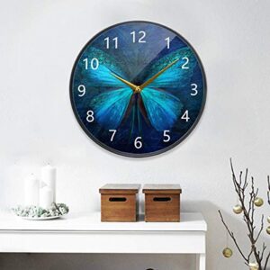 linqin Wall Clock Battery Silent 12 Inch Butterfly Insect Macro WingCreative Arabic Numerals Decorative for Kitchen Living Room