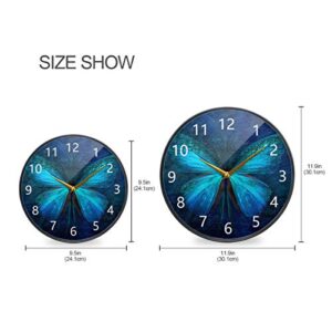 linqin Wall Clock Battery Silent 12 Inch Butterfly Insect Macro WingCreative Arabic Numerals Decorative for Kitchen Living Room