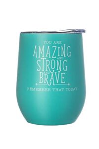diversebee inspirational thank you gifts for women, mom, girls, wife, girlfriend, coworker, nurses, best friend, encouragement birthday wine gifts for her - insulated wine tumbler cup with lid (aqua)