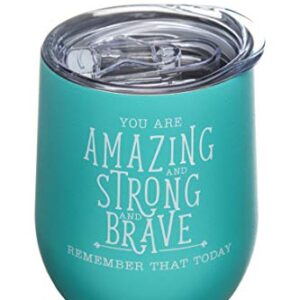 DIVERSEBEE Inspirational Thank You Gifts for Women, Mom, Girls, Wife, Girlfriend, Coworker, Nurses, Best Friend, Encouragement Birthday Wine Gifts for Her - Insulated Wine Tumbler Cup with Lid (Aqua)