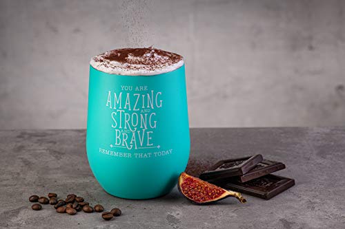 DIVERSEBEE Inspirational Thank You Gifts for Women, Mom, Girls, Wife, Girlfriend, Coworker, Nurses, Best Friend, Encouragement Birthday Wine Gifts for Her - Insulated Wine Tumbler Cup with Lid (Aqua)