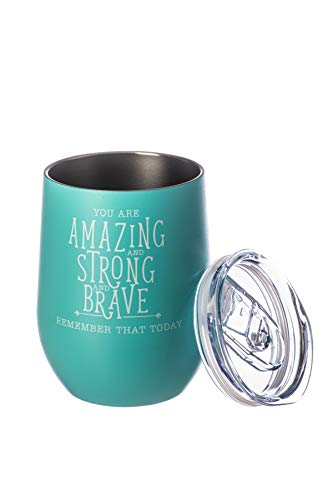 DIVERSEBEE Inspirational Thank You Gifts for Women, Mom, Girls, Wife, Girlfriend, Coworker, Nurses, Best Friend, Encouragement Birthday Wine Gifts for Her - Insulated Wine Tumbler Cup with Lid (Aqua)