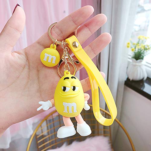 Cute Silicone Yellow M Beans Chocolate Peanut Case Compatible with Airpods1 and Airpod2 Headphones Cover with a Cute Yellow M Bean Keychian for Girls