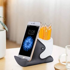 COOLBROS Pen Pencil Holder with Phone Stand, Resin Shaped Pen Container Cell Phone Stand Carving Brush Scissor Holder Desk Organizer Decoration for Office Desk Home Decorativ (Shark)