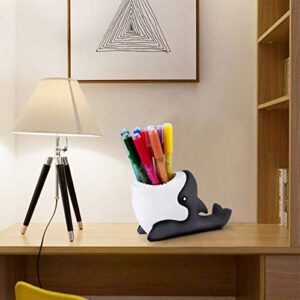 COOLBROS Pen Pencil Holder with Phone Stand, Resin Shaped Pen Container Cell Phone Stand Carving Brush Scissor Holder Desk Organizer Decoration for Office Desk Home Decorativ (Shark)