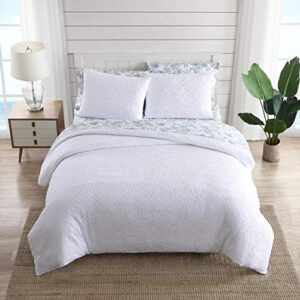 tommy bahama | waffle collection | comforter set cotton bedding in a reversible waffle weave texture, king, white,ushsa51166596,3