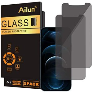 ailun privacy screen protector for iphone 12 pro max 2020 [6.7 inch] 2pack anti spy private case friendly tempered glass [black][2 pack]