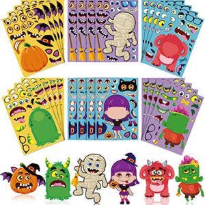 24 pieces halloween make-a-face sticker mix and match sticker make your own stickers halloween party games for birthday party decorations halloween party supplies make a face