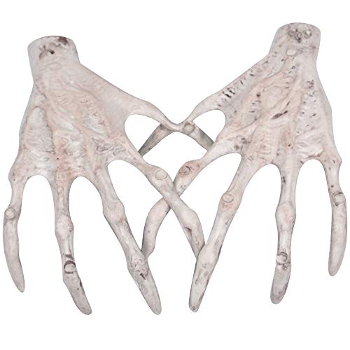 XONOR Halloween Witch Skeleton Hands - 1 Pair Realistic Plastic Scary Skeleton Hand for Halloween Decoration