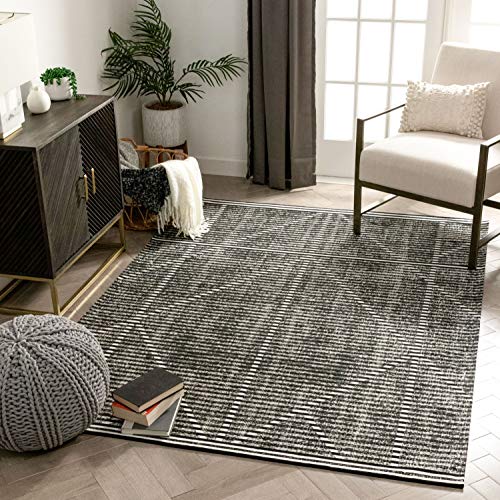 Well Woven Nalta Grey Kilim-Style Weave Tribal Geometric Area Rug (5'3" x 7'3")