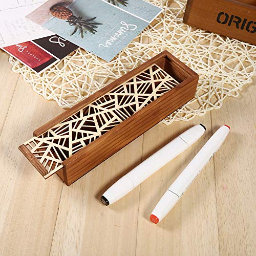 4 Kinds Wooden Case, Gifts Stationery Desk Stationery Storage Organizer Pencil Case for(Reticulated)