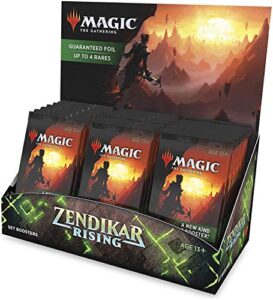 magic: the gathering zendikar rising set booster (30 packs & 1 box topper)