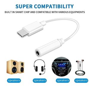 HOVTOIL Type C to 3.5mm Audio Adapter Cable 2Pcs Type C USB-C Male to 3.5mm Female Headphone Jack Aux Audio Adapter Cables High Performance White 2pcs