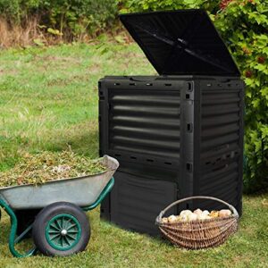 Garden Compost Bin from BPA Free Material, 80 Gallon(300 L), Easy Assembling, Large Capacity, Fast Creation of Fertile Soil (Black)