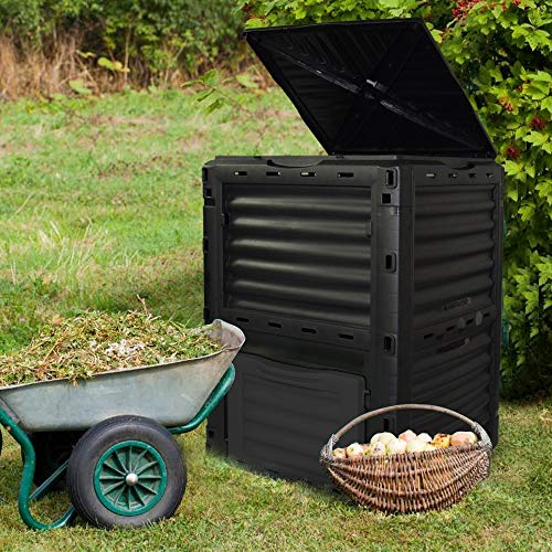 Garden Compost Bin from BPA Free Material, 80 Gallon(300 L), Easy Assembling, Large Capacity, Fast Creation of Fertile Soil (Black)