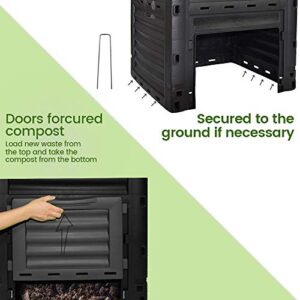 Garden Compost Bin from BPA Free Material, 80 Gallon(300 L), Easy Assembling, Large Capacity, Fast Creation of Fertile Soil (Black)