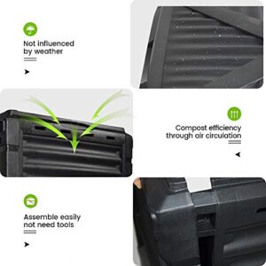 Garden Compost Bin from BPA Free Material, 80 Gallon(300 L), Easy Assembling, Large Capacity, Fast Creation of Fertile Soil (Black)