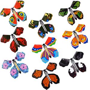 shyflpopo 18pcs magic flying butterfly wind up butterfly flutter flyers butterflies rubber band powered for surprise wedding birthday gift party playing classic novelty gag toy