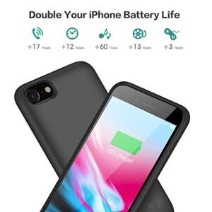 Battery Case for iPhone 8/7/6s/6/SE(2020), Upgraded 6000mAh Portable Rechargeable Charger Case for iPhone 6s/6 Extended Battery Pack for iPhone 8/7/SE(2020) Protective Charging Case (4.7 inch) -Black