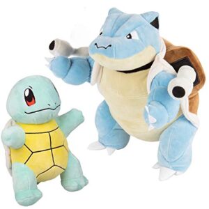 pokémon 8" squirtle and 12" blastoise plush stuffed animal - set of 2 - age 2+