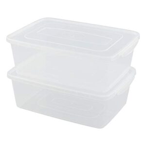farmoon 16 quart clear storage bin, plastic latch containers/boxes with lid, 2 packs