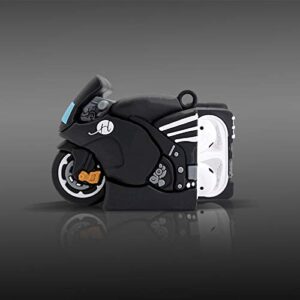 Motorcycle Vehicle Silicone Case Compatible with Airpods2 and Airpod1 Headphones Cover with Keychian for Mens Boys TeenagersBlack(Glow in Dark
