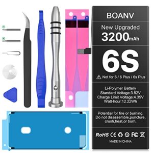 boanv battery for iphone 6s (upgraded new version), ultra high capacity replacement 0 cycle battery with professional replacement tool kits