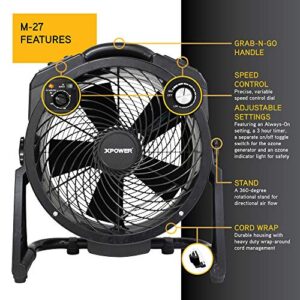 XPOWER M-27 Air Neutralizing Fan, Axial Air Mover w/Ozone Generator, O3 Machine, Commercial, High Capacity, Large Areas, Sanitization, Odor Removal