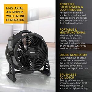 XPOWER M-27 Air Neutralizing Fan, Axial Air Mover w/Ozone Generator, O3 Machine, Commercial, High Capacity, Large Areas, Sanitization, Odor Removal