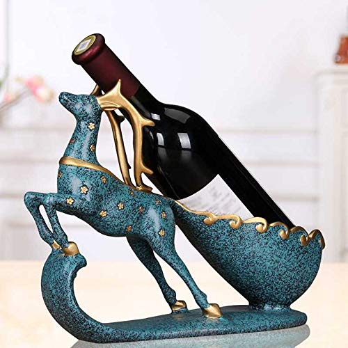 Bonoda Single Wine Bottle Holder Stand Countertop Ceramic Reindeer Home Decor