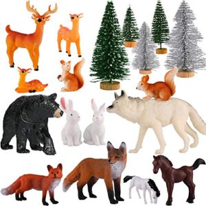 skylety 18 piece christmas woodland animals figurines woodland creatures figurines realistic plastic wild forest animals figurines for new year birthday christmas party