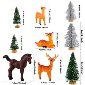 Skylety 18 Piece Christmas Woodland Animals Figurines Woodland Creatures Figurines Realistic Plastic Wild Forest Animals Figurines for New Year Birthday Christmas Party