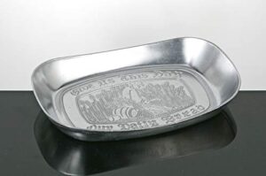 aluminum tray - for bread, keys, phone, jewelry, watch, wallet, trinket, 8.75 inches, durable rectangular retro trays