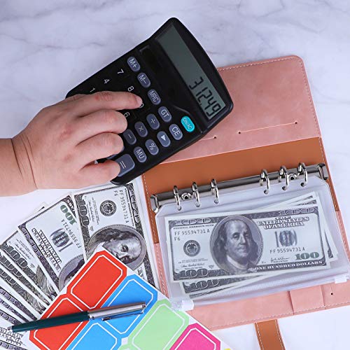 Antner A6 Budget Binder with Zipper Envelopes for Budgeting, Money Organizer for Cash, Budget Planner with Cash Envelopes, Money Saving Binder with Labels, Pink