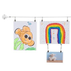 you have space totart picture hanging kit and curtain rod with 18 clips for kids crafts, artwork, tapestry, stainless steel, white