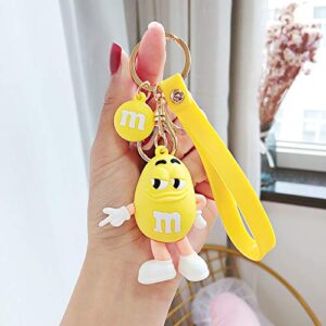 Cute Silicone Yellow M Beans Chocolate Peanut Case Compatible withAirpods Pro Headphones Cover with a Cute Yellow M Bean Keychian for Girls