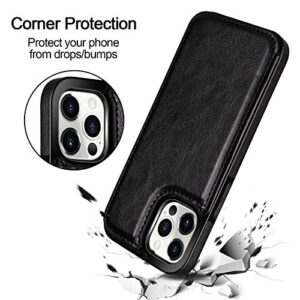 HianDier Wallet Case Compatible with iPhone 12 Pro MAX Case 5G 6.7-inch Slim Protective with Credit Card Slot Holder Flip Folio Soft PU Leather Magnetic Closure Cover, Black