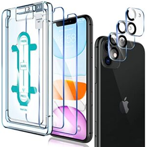 lk 6 pack 3 pack screen protector with 3 pack camera lens protector compatible for iphone 11 6.1-inch, tempered glass, case friendly, easy-installation tool, 9h hardness