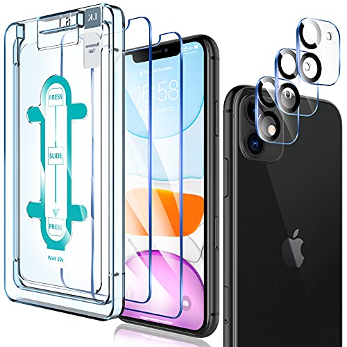 LK 6 Pack 3 Pack Screen Protector with 3 Pack Camera Lens Protector Compatible for iPhone 11 6.1-inch, Tempered Glass, Case Friendly, Easy-Installation Tool, 9H Hardness