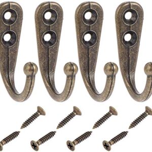 BfyBest 30 Pieces Large Wall Mounted Coat Hook Robe Hooks Cloth Hanger Coat Hanger Coat Hooks Rustic Hooks and 60 Pieces Screws for Bath Kitchen Garage Single Coat Hanger (Bronze)