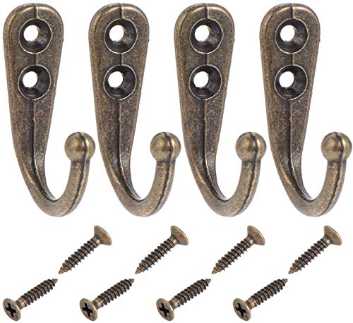 BfyBest 30 Pieces Large Wall Mounted Coat Hook Robe Hooks Cloth Hanger Coat Hanger Coat Hooks Rustic Hooks and 60 Pieces Screws for Bath Kitchen Garage Single Coat Hanger (Bronze)