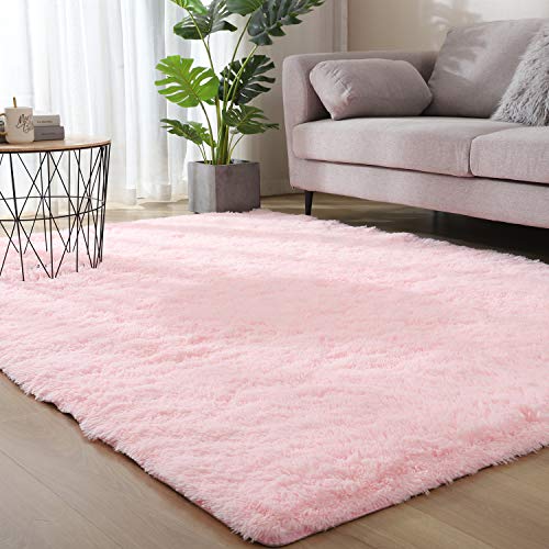 5x8 Pink Area Rugs for Living Room Super Soft Floor Fluffy Carpet Natural Comfy Thick Fur Mat Princess Girls Room Rug Christmas Thanksgiving Gift Rugs