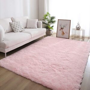 5x8 Pink Area Rugs for Living Room Super Soft Floor Fluffy Carpet Natural Comfy Thick Fur Mat Princess Girls Room Rug Christmas Thanksgiving Gift Rugs